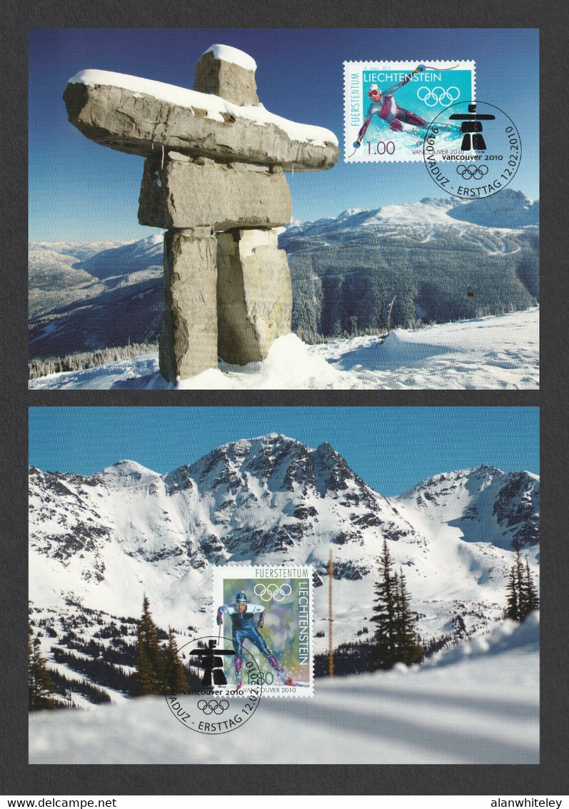 LIECHTENSTEIN 2010 Winter Olympic Games, Vancouver: Set Of 2 Maximum Cards CANCELLED - Winter 2010: Vancouver