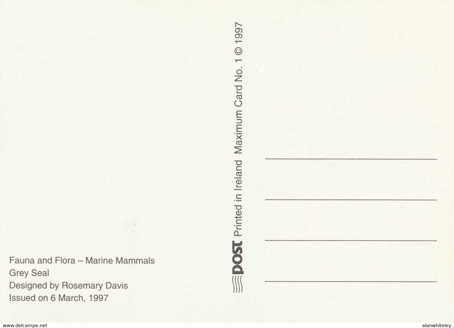 IRELAND 1997 Marine Mammals: Set Of 4 Maximum Cards CANCELLED - Maximumkaarten