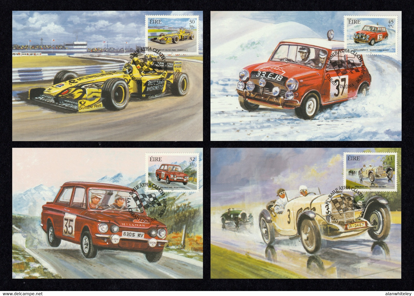 IRELAND 2001 Irish Motorsport: Set Of 4 Maximum Cards CANCELLED - Cartes-maximum