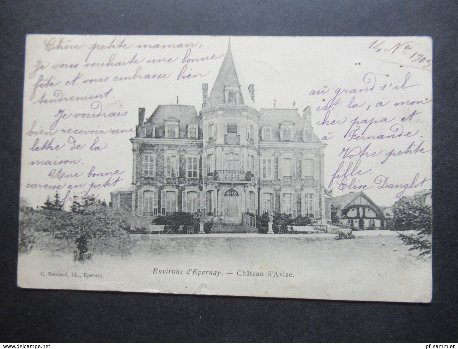 Frankreich AK 1903 Envorons D'Epernay Chateau D'Avize Marke Abgestempelt In Beni - Mered Algerien Frankreich Kolonie - Lettres & Documents