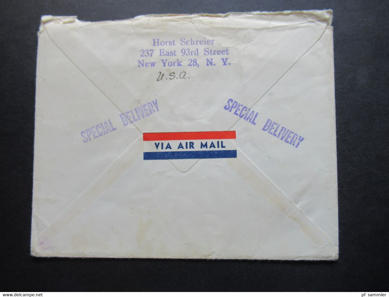 USA 1952 Special Delivery / Durch Eilboten Express Brief Von New York Gracie Sta. Nach Dresden Gesendet Via Air Mail - Storia Postale