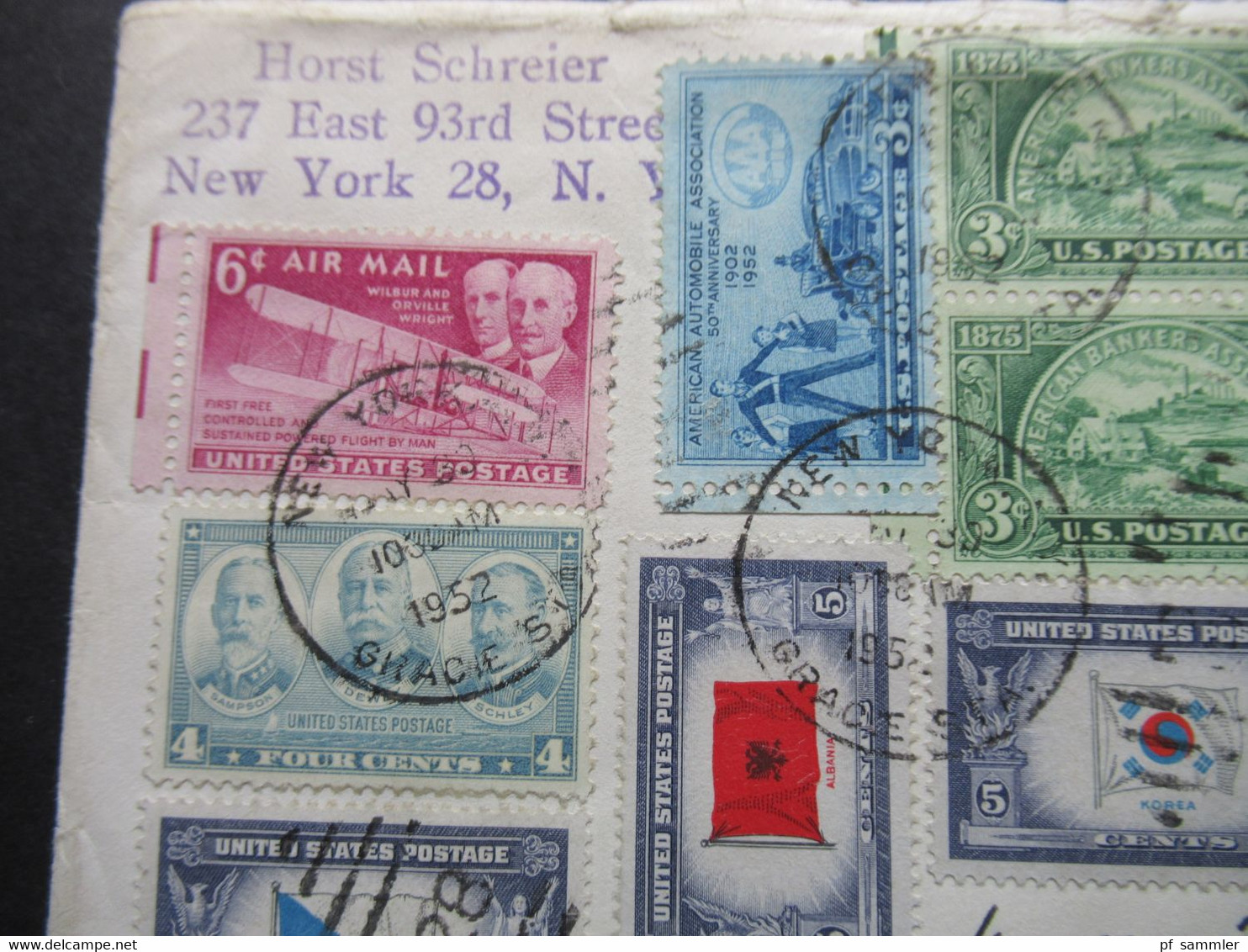 USA 1952 Special Delivery / Durch Eilboten Express Brief Von New York Gracie Sta. Nach Dresden Gesendet Via Air Mail - Storia Postale