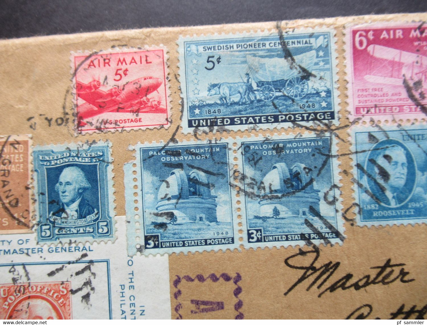 USA 1951 MiF Mit Block 9 100 Jahre USA 1947 Von New York Grand CentrSta. Nach Dresden Gesendet Via Air Mail - Briefe U. Dokumente