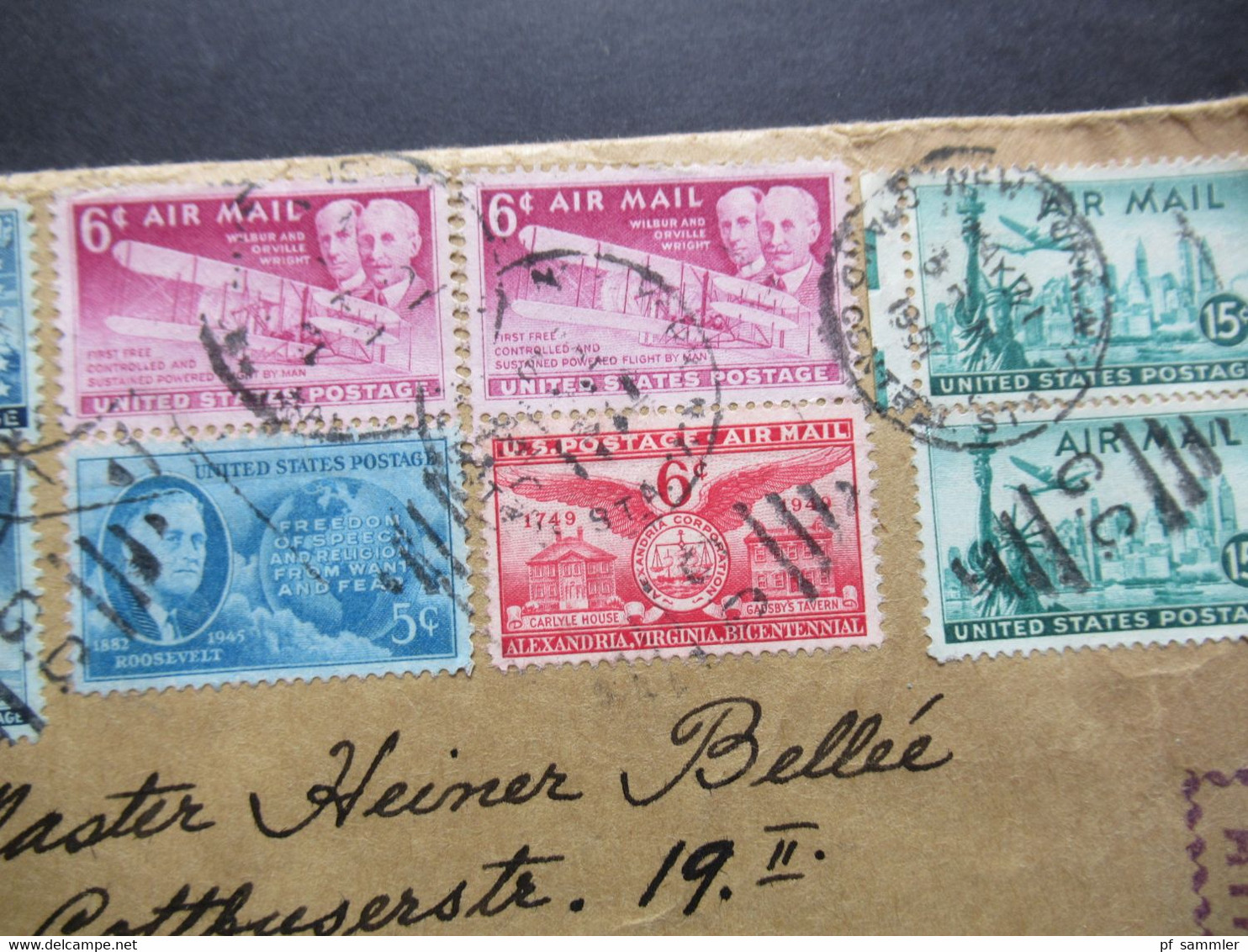 USA 1951 MiF Mit Block 9 100 Jahre USA 1947 Von New York Grand CentrSta. Nach Dresden Gesendet Via Air Mail - Briefe U. Dokumente