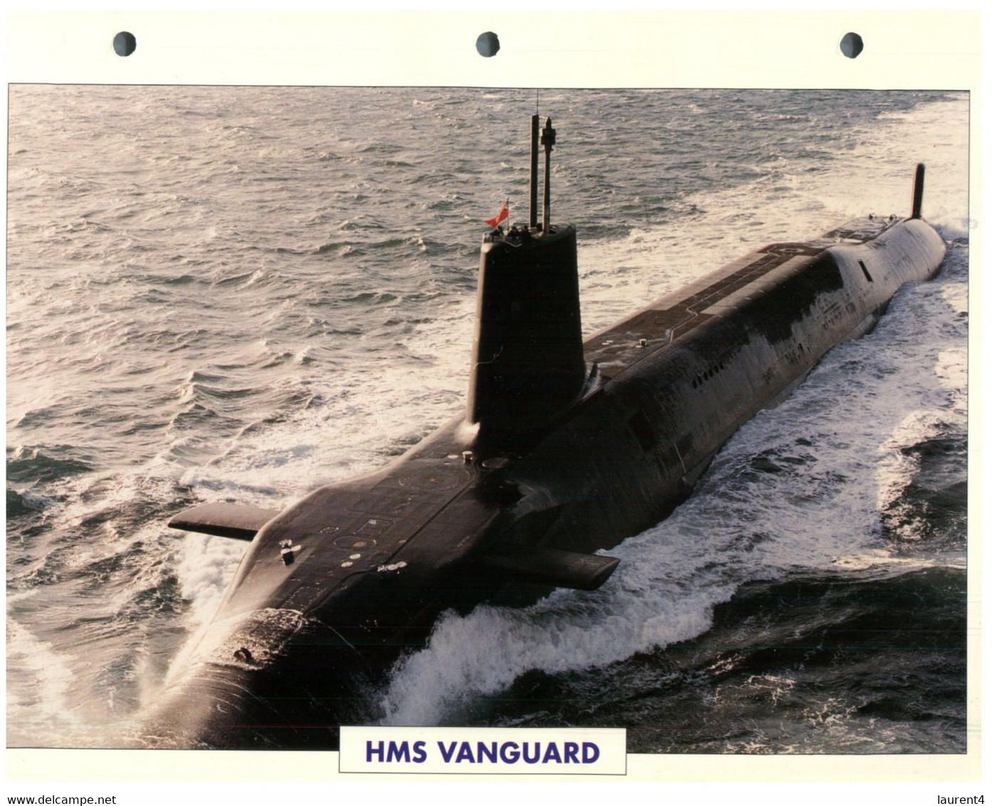 (25 X 19 Cm) (8-9-2021) - T - Photo And Info Sheet On Warship - UK Navy - HMS Vanguard Submarine - Bateaux