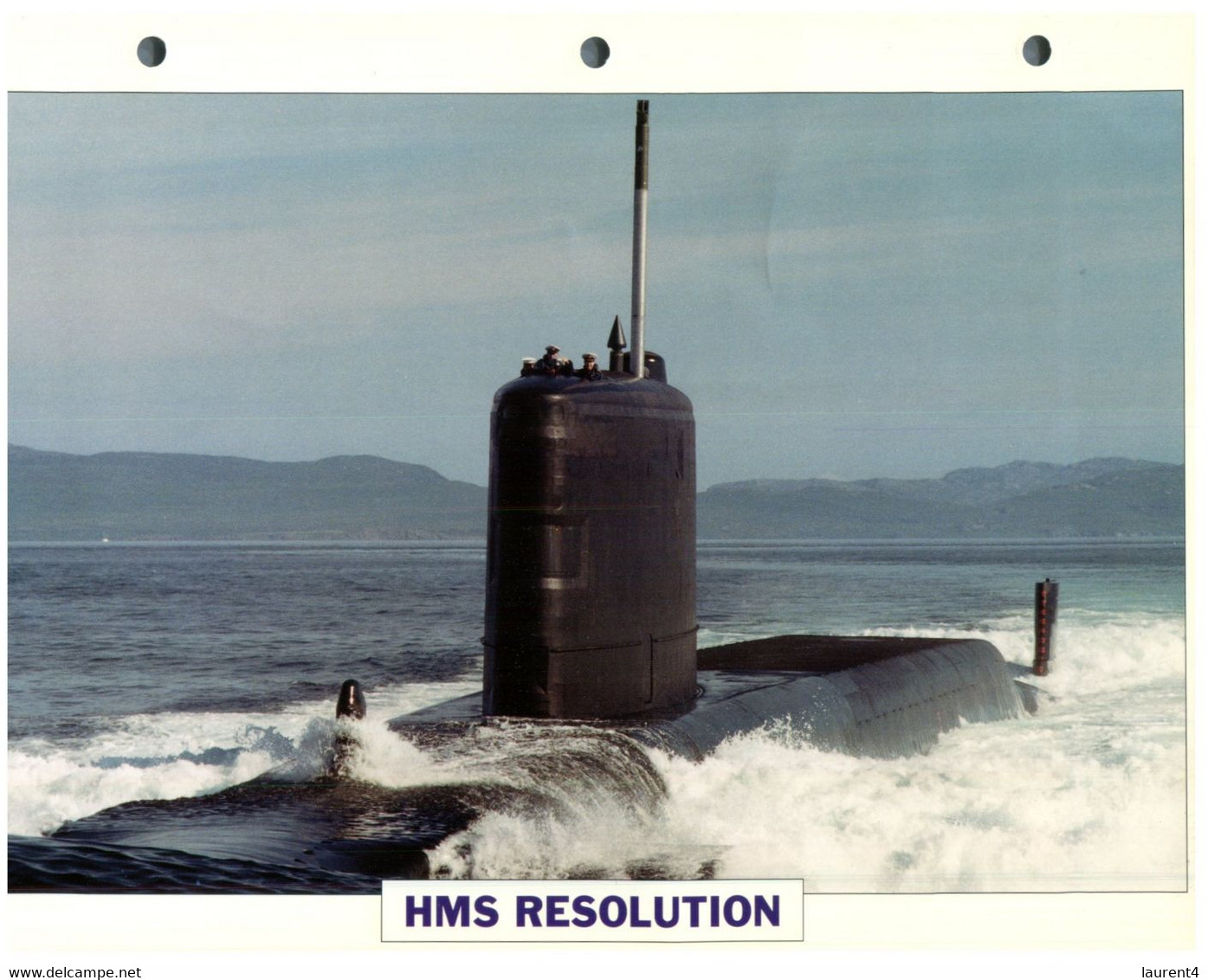 (25 X 19 Cm) (8-9-2021) - T - Photo And Info Sheet On Warship - UK Navy - HMS Resolution Submarine - Bateaux