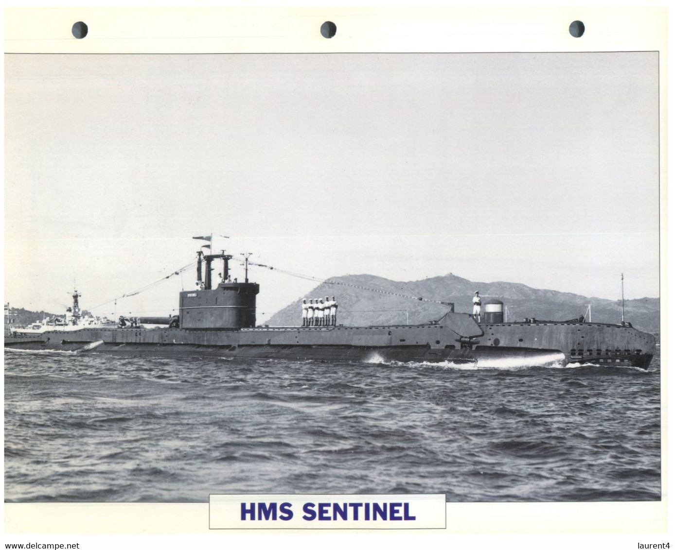 (25 X 19 Cm) (8-9-2021) - T - Photo And Info Sheet On Warship - UK Navy - HMS Sentinel Submarine - Bateaux