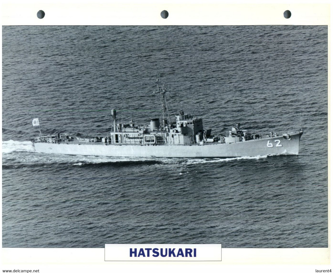 (25 X 19 Cm) (8-9-2021) - T - Photo And Info Sheet On Warship - Japan Navy - Hatsukari - 62 - Bateaux