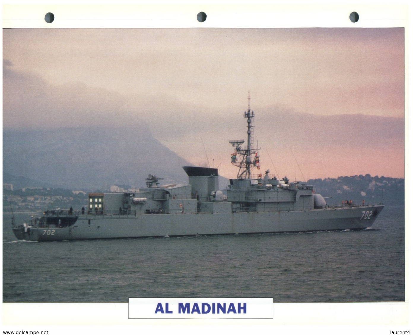 (25 X 19 Cm) (8-9-2021) - T - Photo And Info Sheet On Warship - Saudi Arabia Navy - Al Madinah - Bateaux