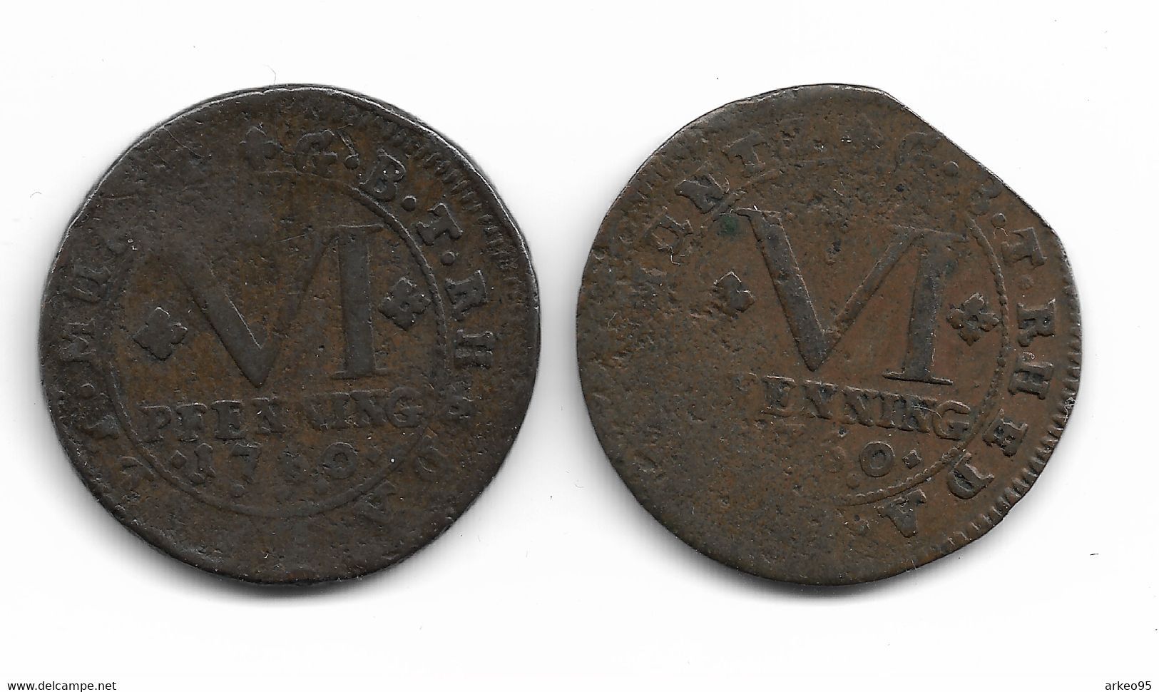 Principauté De Bentheim Tecklenburg-Rheda, Lot De 2 Pièces De 6 Pfennig - Monedas Pequeñas & Otras Subdivisiones