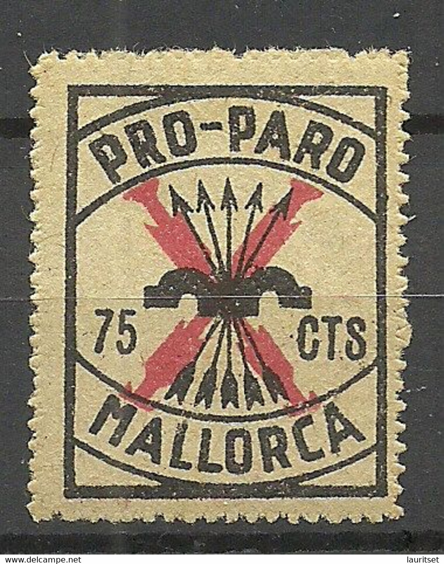 SPAIN Spanien Espana 1937 GUERRA CIVIL MALLORCA PRO PARO 75 Cts. Civil War * Seria Number At Backside - Other & Unclassified