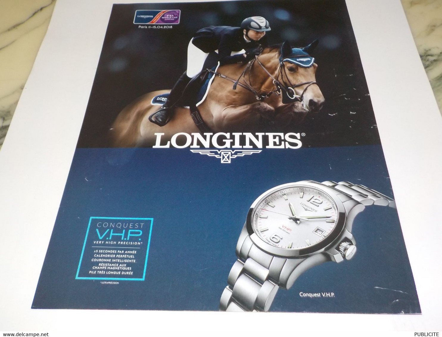 ANCIENNE PUBLICITE WORLD CUP JUMPING PARIS MONTRE LONGINES  2018 - Hipismo