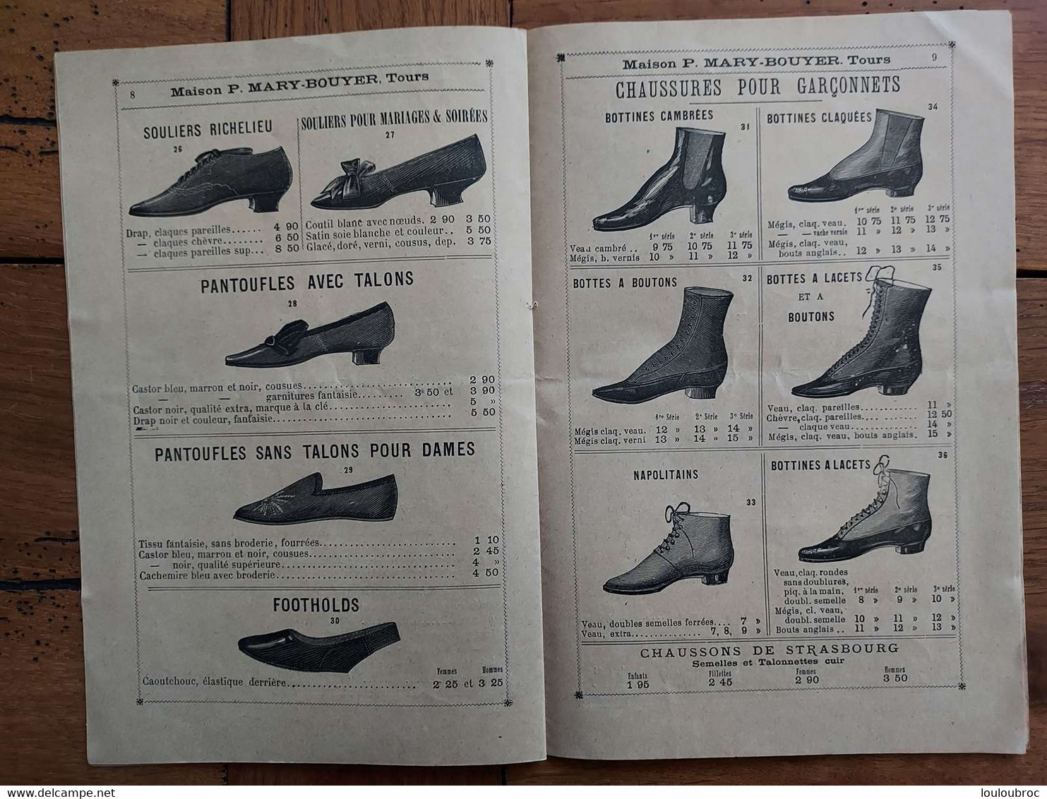 LIVRET DE 12 PAGES MAGASIN DE CHAUSSURES P. MARY BOUYER RUE BRETONNEAU A TOURS SAISON HIVER