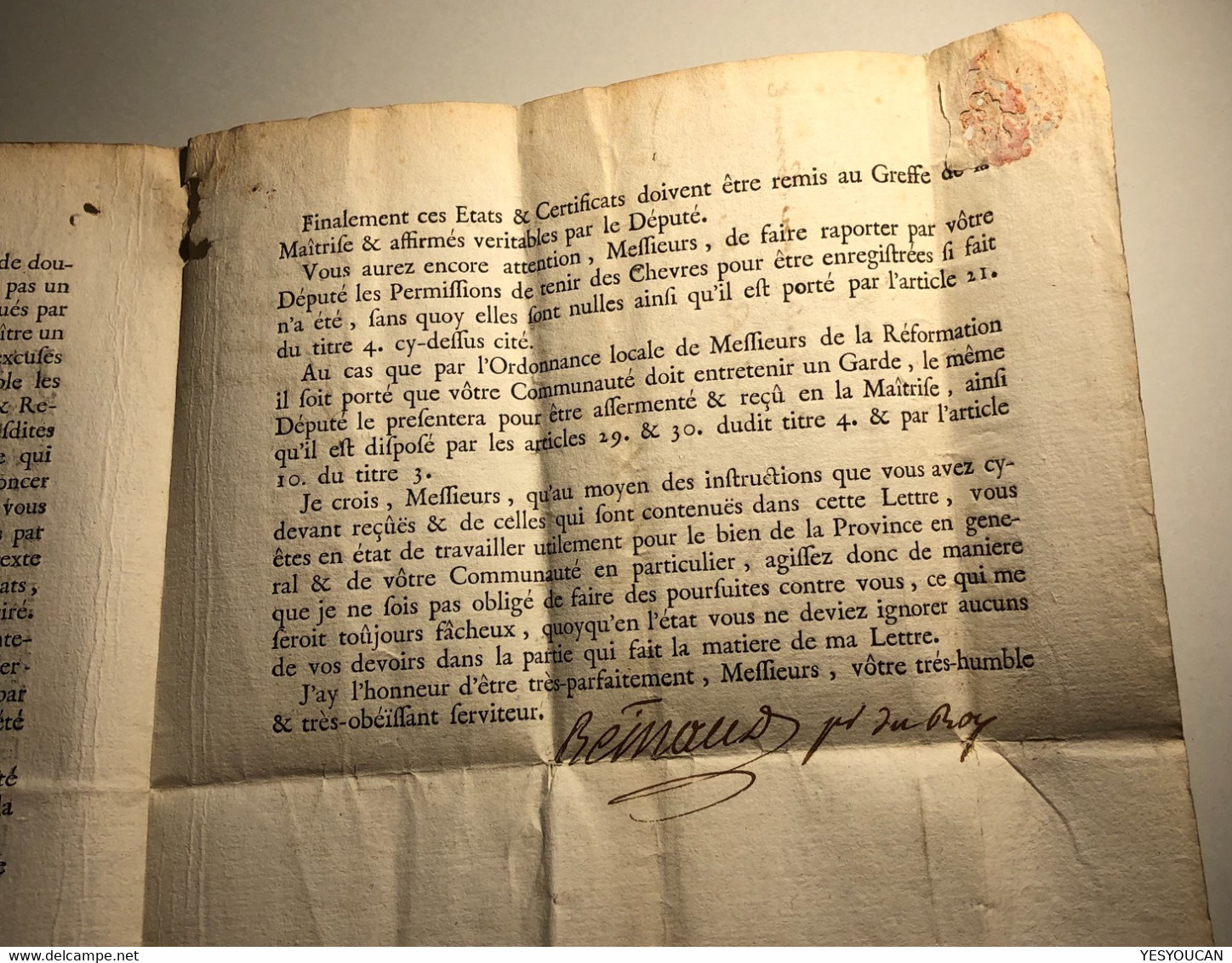 “CREST” Manuscrit Lettre TEXTE EAUX ET FORÊTS 1735>Taulignan Par Montelimar (France 25 Drome - 1701-1800: Précurseurs XVIII