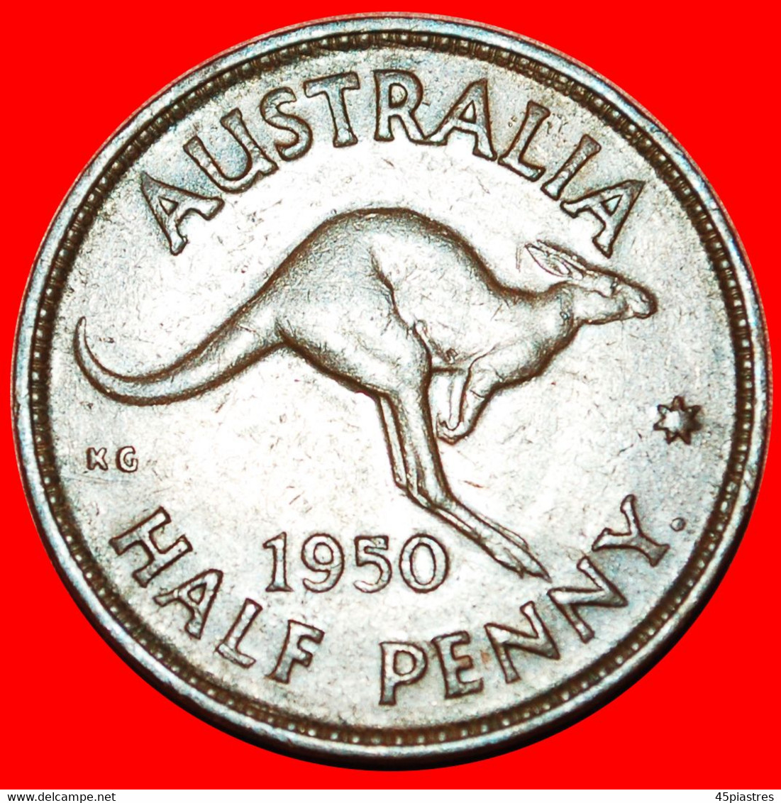 * KANGAROO RIGHT: AUSTRALIA ★ 1/2 PENNY 1950 PERTH! George VI (1937-1952)! LOW START ★ NO RESERVE! - ½ Penny