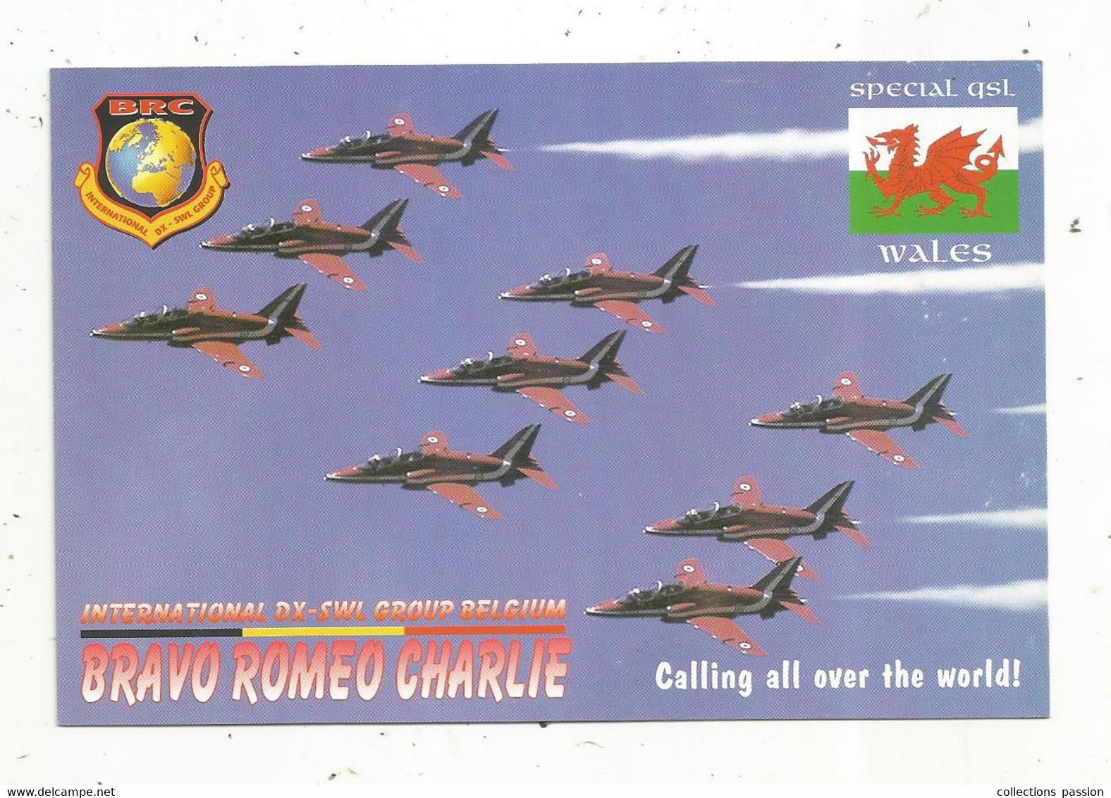 Carte QSL , Bravo Romeo Charlie , Wales , Aviation,avion , Militaria , 2 Scans - Radio Amatoriale