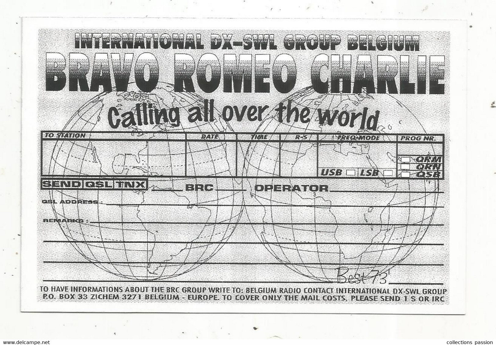 Carte QSL , Bravo Romeo Charlie , Wales , Aviation,avion , Militaria , 2 Scans - Radio Amatoriale