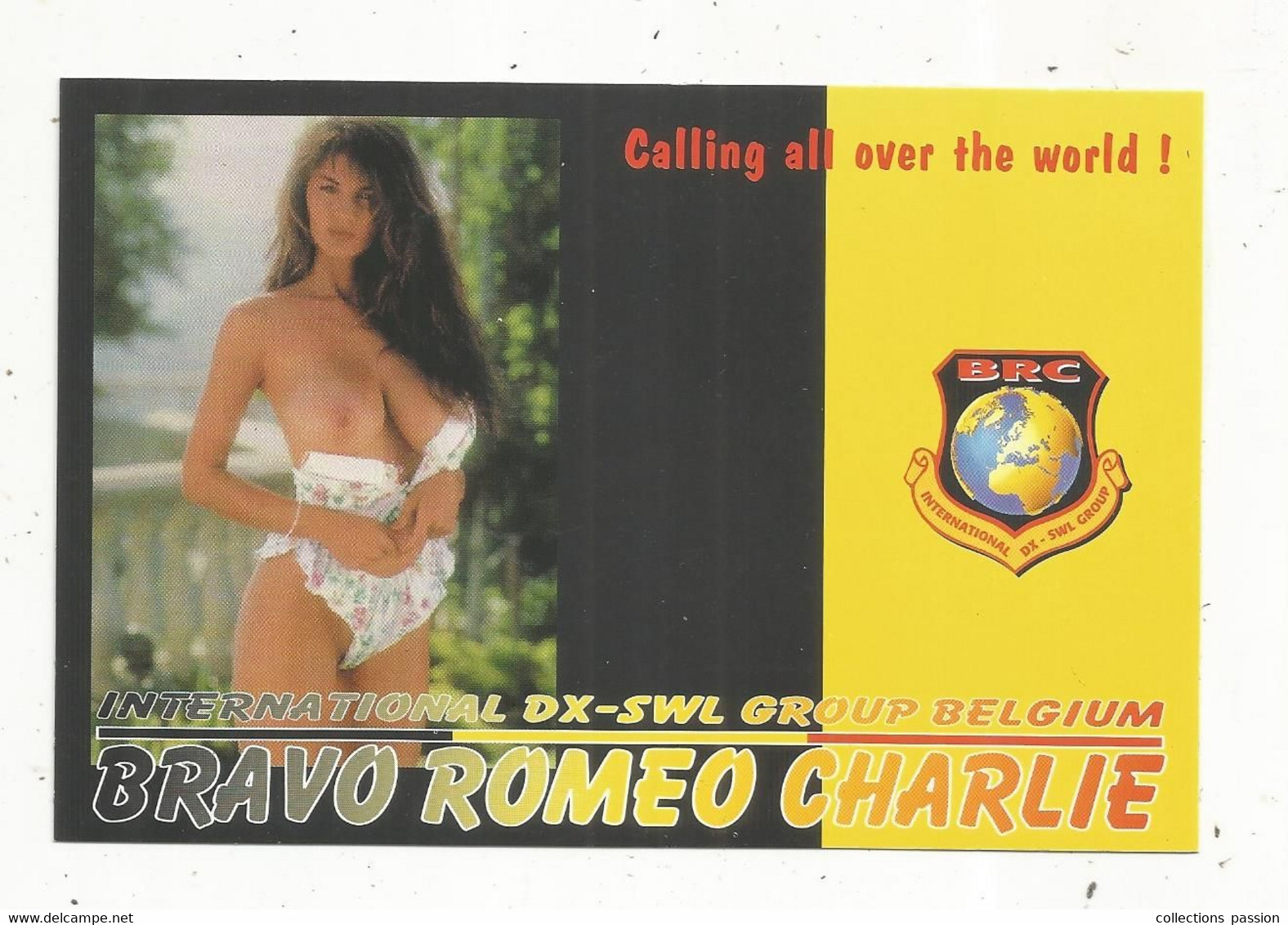 Carte QSL , Bravo Romeo Charlie , PIN UP , 2 Scans - Radio Amatoriale