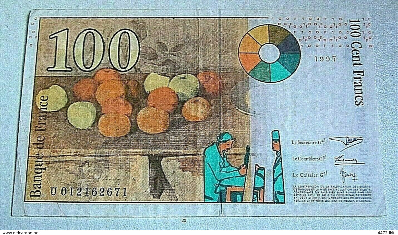 Billet France - 100 Francs - Cézanne - 1997 - U 012162671. - TTB - Autres - Europe