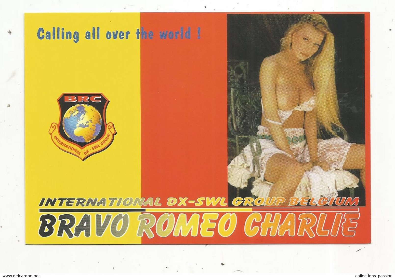 Carte QSL , Bravo Romeo Charlie , PIN UP , 2 Scans - Radio Amatoriale