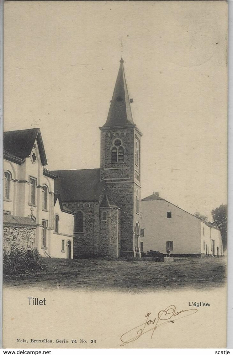 Tillet.   -   Marche   -    L'Eglise   -   Prachtige Kaart!   -   1900   Naar   Brugge - Sainte-Ode