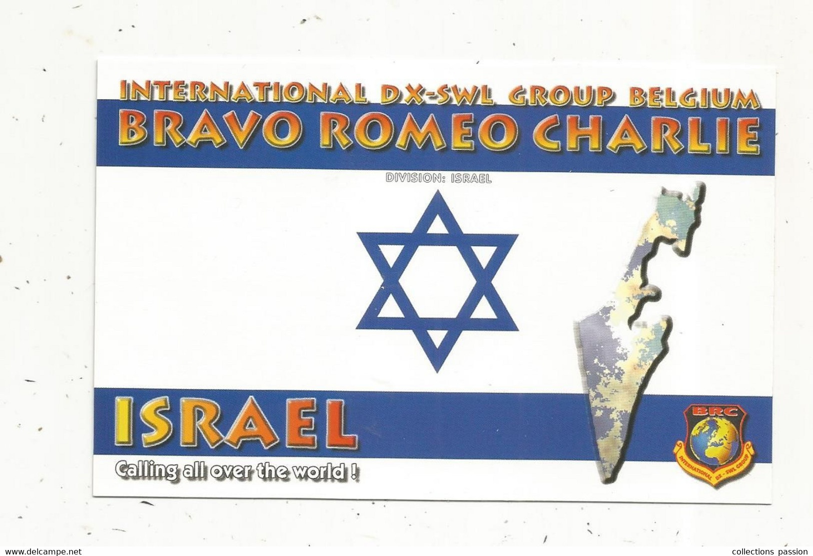 Carte QSL , Bravo Romeo Charlie , Division : ISRAEL , 2 Scans - Radio Amatoriale