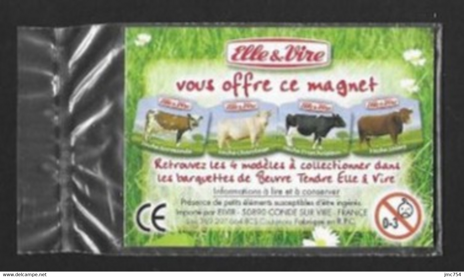 Magnet Publicitaire.   Beurre Tendre Elle & Vire.   Série De 4 Vaches. - Publicidad