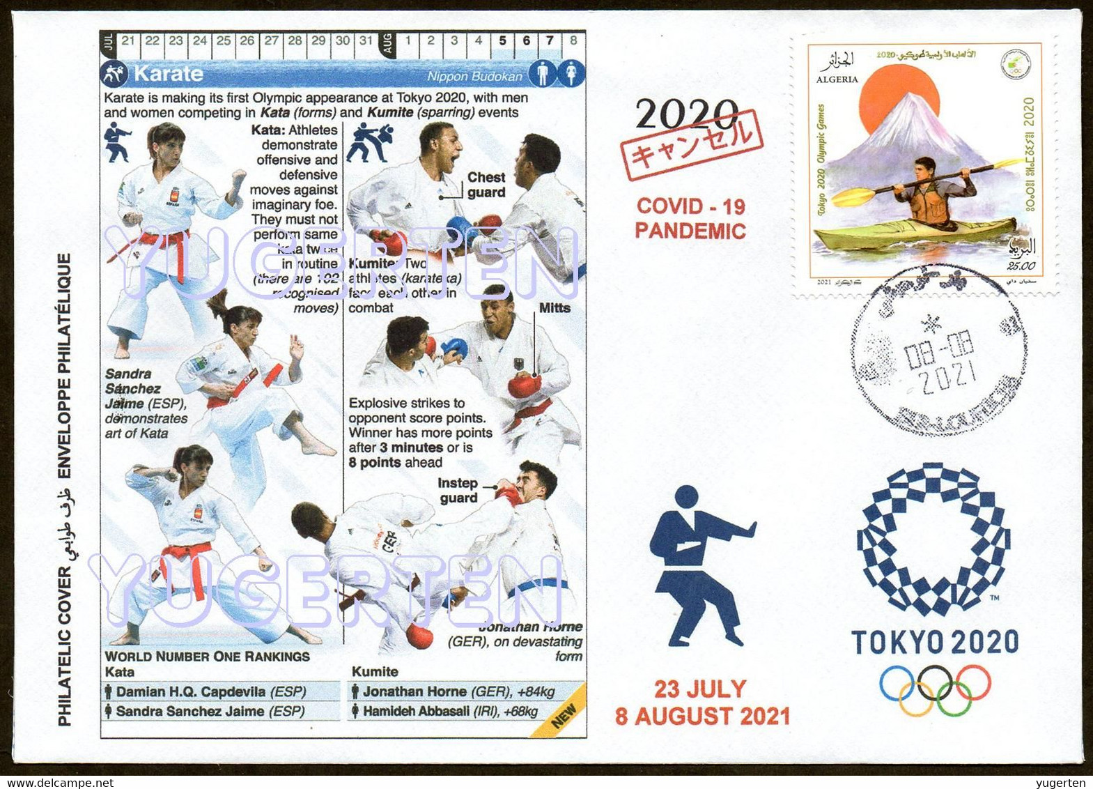 ARGELIA 2021 - Philatelic Cover - Karate Kata Olympics Tokyo 2020 Olympische Spiele Olímpicos Olympic Martial Arts COVID - Non Classificati