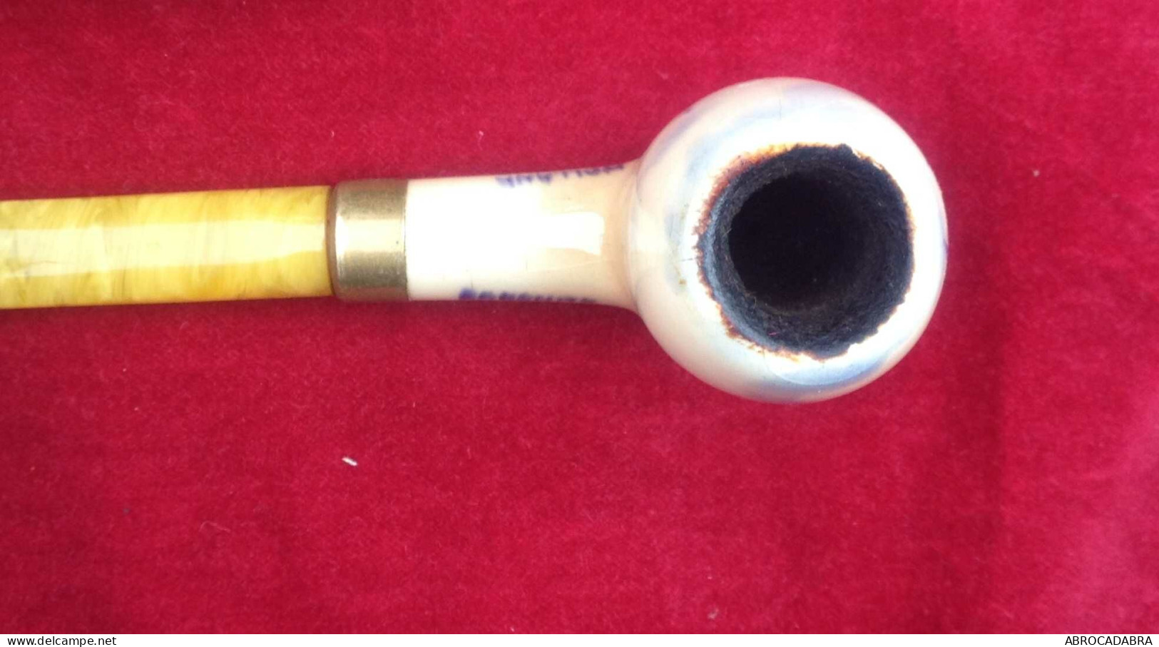 Pipe Hollandaise En Céramique Et Tube Acrylique Avec étui Cuir - Pijpen In Klei En Porselein