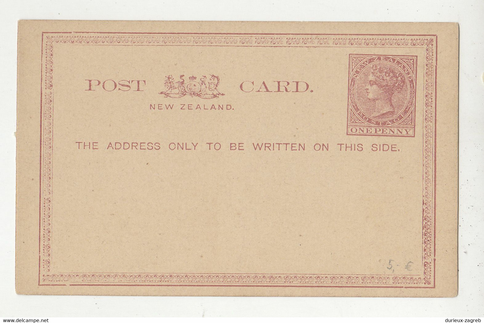 QV New Zealand Postal Stationery Postcard Unused B210901 - Postal Stationery