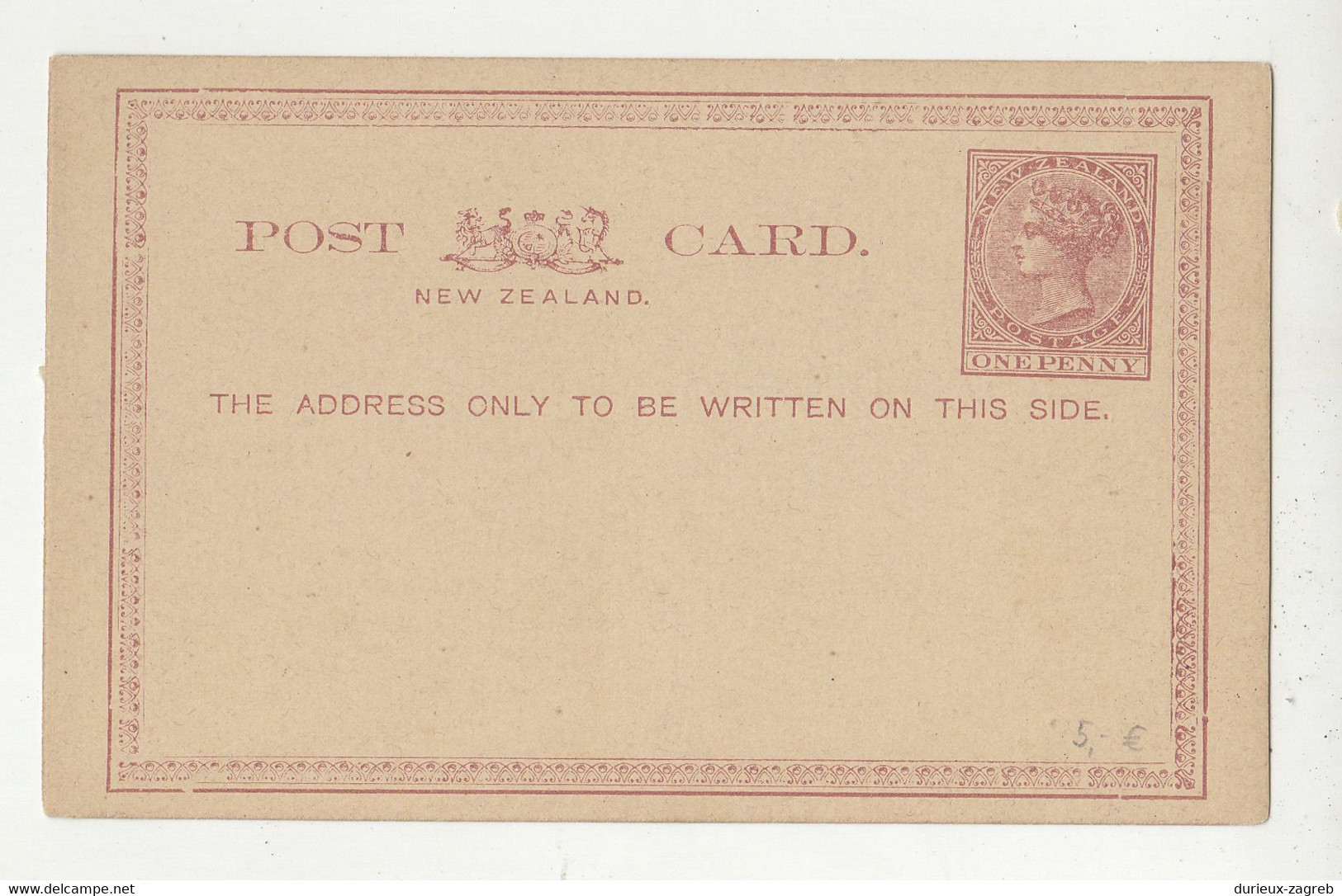 QV New Zealand Postal Stationery Postcard Unused B210901 - Entiers Postaux
