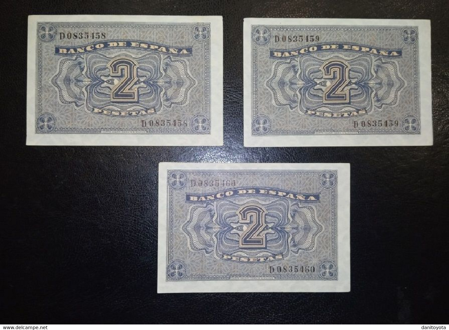 ESPAÑA.  EDIFIL 429a.  2 PTAS 30 DE ABRIL DE 1938.  TRÍO CORRELATIVO SERIE D SIN CIRCULAR. SERIE D. - 1-2 Peseten