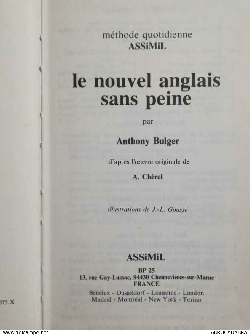 Le Nouvel Anglais Sans Peine - Méthode Quotidienne Assimil - Langue Anglaise/ Grammaire