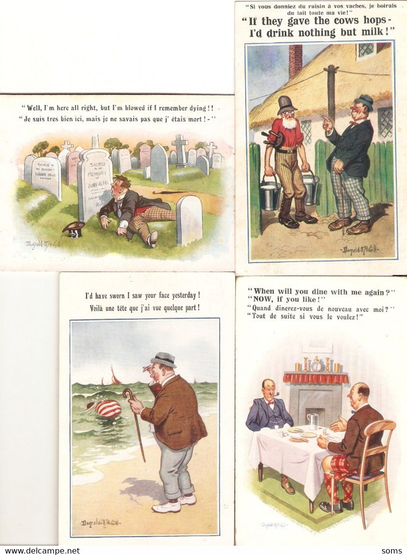 Lot Of 4 Donald Mc Gill Postcards, Inter-Art Co "Comique" Series 3466 3901 4813 7120, Ecossais, Ivrogne, Cimetière - Mc Gill, Donald