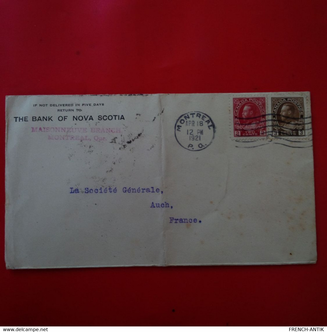 LETTRE MONTREAL THE BANK OF NOVA SCOTIA POUR AUCH - Cartas & Documentos