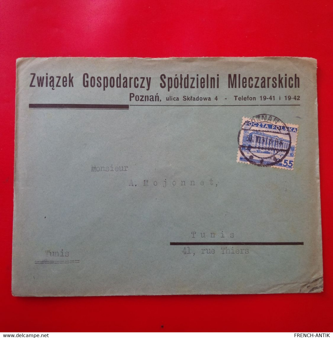 LETTRE POZNAN POUR TUNIS 1937 - Briefe U. Dokumente