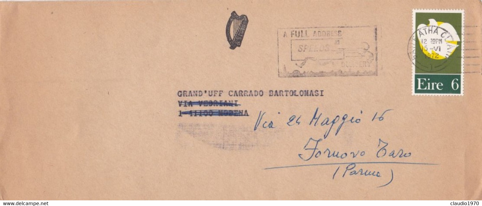 IRLANDA - BAILE ATAHA CLIATH - BUSTA VIAGGIATA PER FORNOVO TARO (PARMA) - ITALIA - Cartas & Documentos