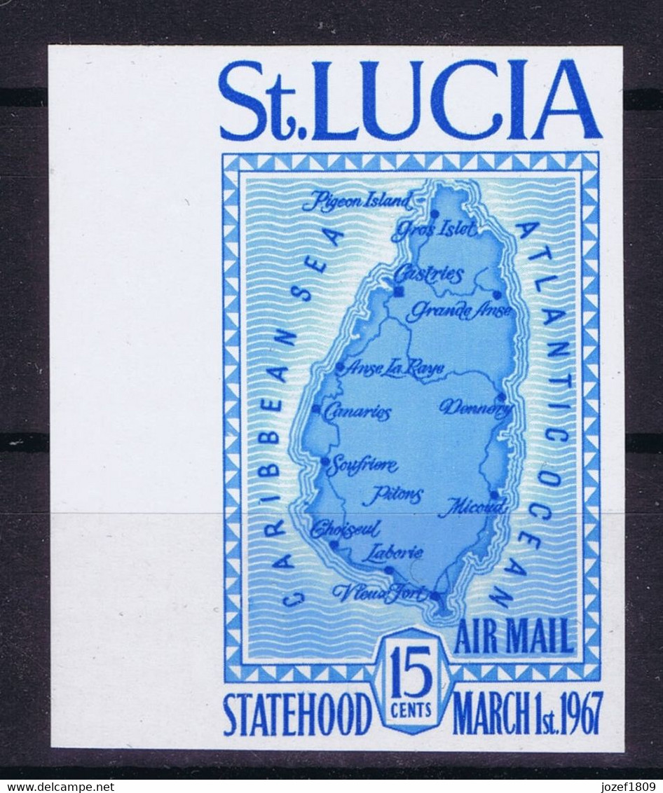 Saint Lucia Space 1967 Independence. Island Map.   IMPERF - St.Lucia (1979-...)