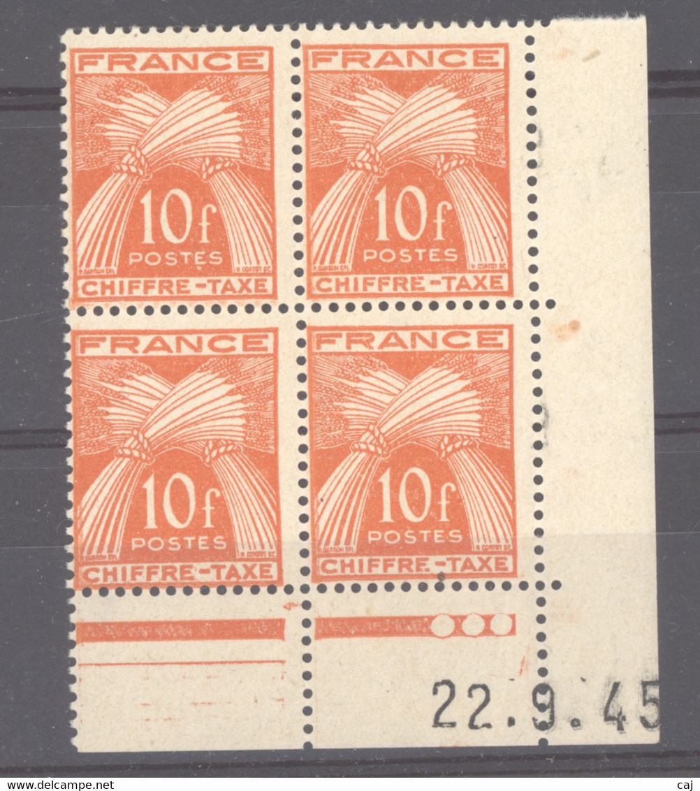 France  -  Taxes  -  Coin Daté  :  Yv   76  **  Du  22-9-45 - Postage Due