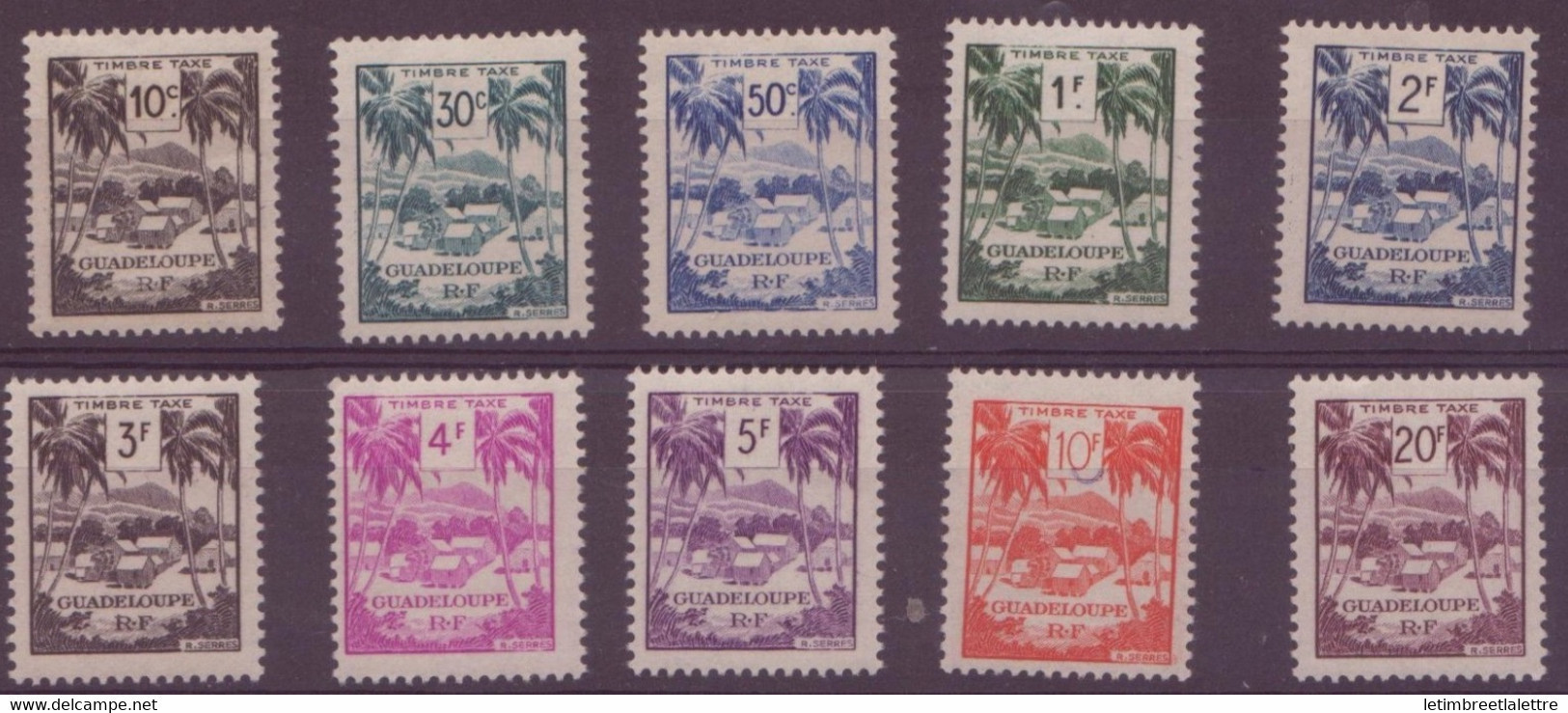 ⭐ Guadeloupe - Taxe - YT N° 41 à 50 ** - Neuf Sans Charnière - 1947 ⭐ - Timbres-taxe