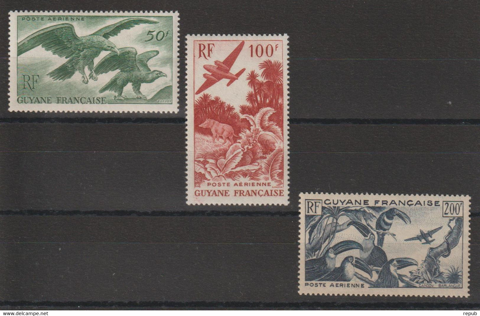 Guyane 1947 Série PA 35-37 3 Val ** MNH - Unused Stamps