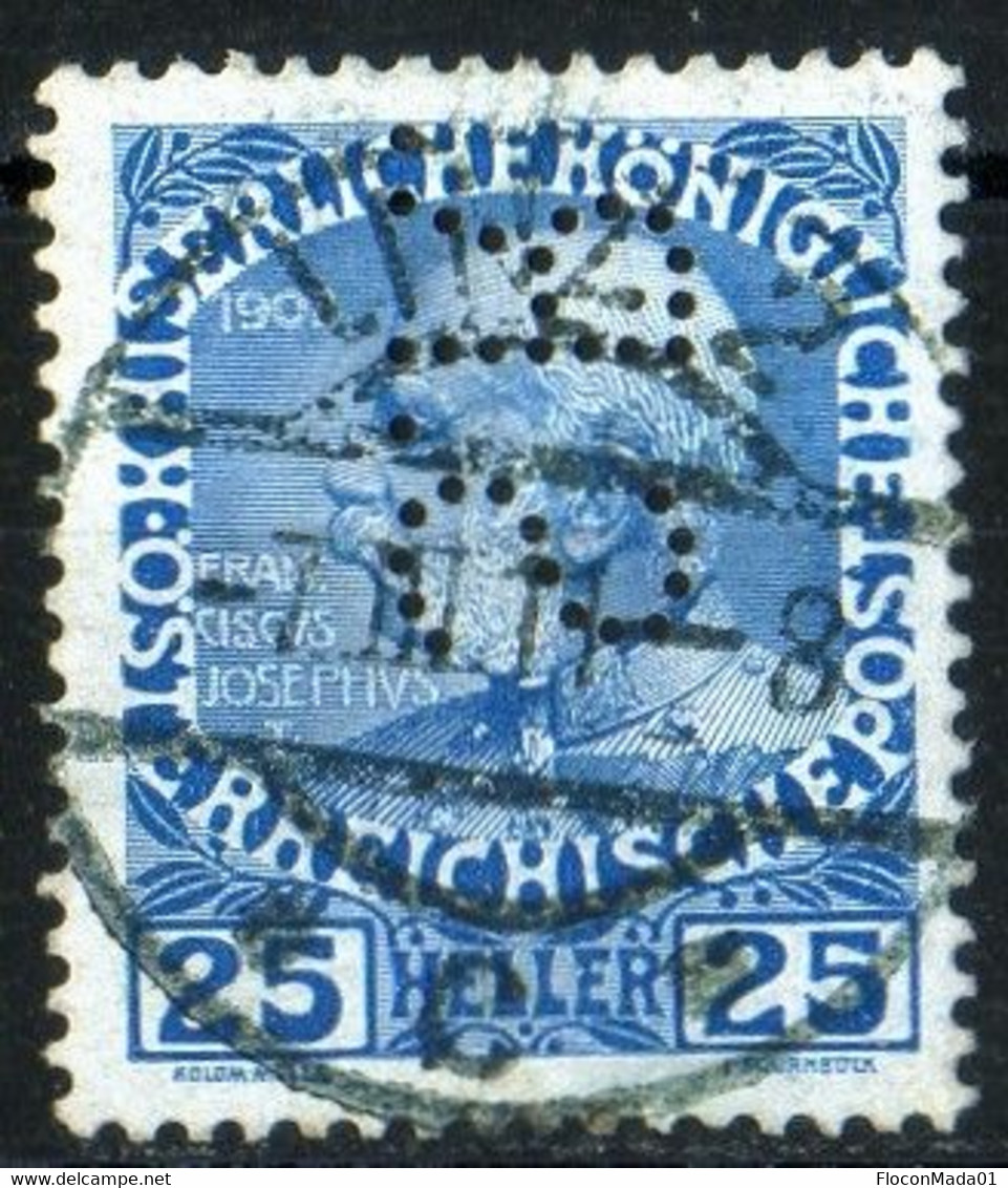 Austria Autriche 1908 1911 Série Empereur 25 Heller Perforé / Perfin SR TB Very Good State - Gebruikt