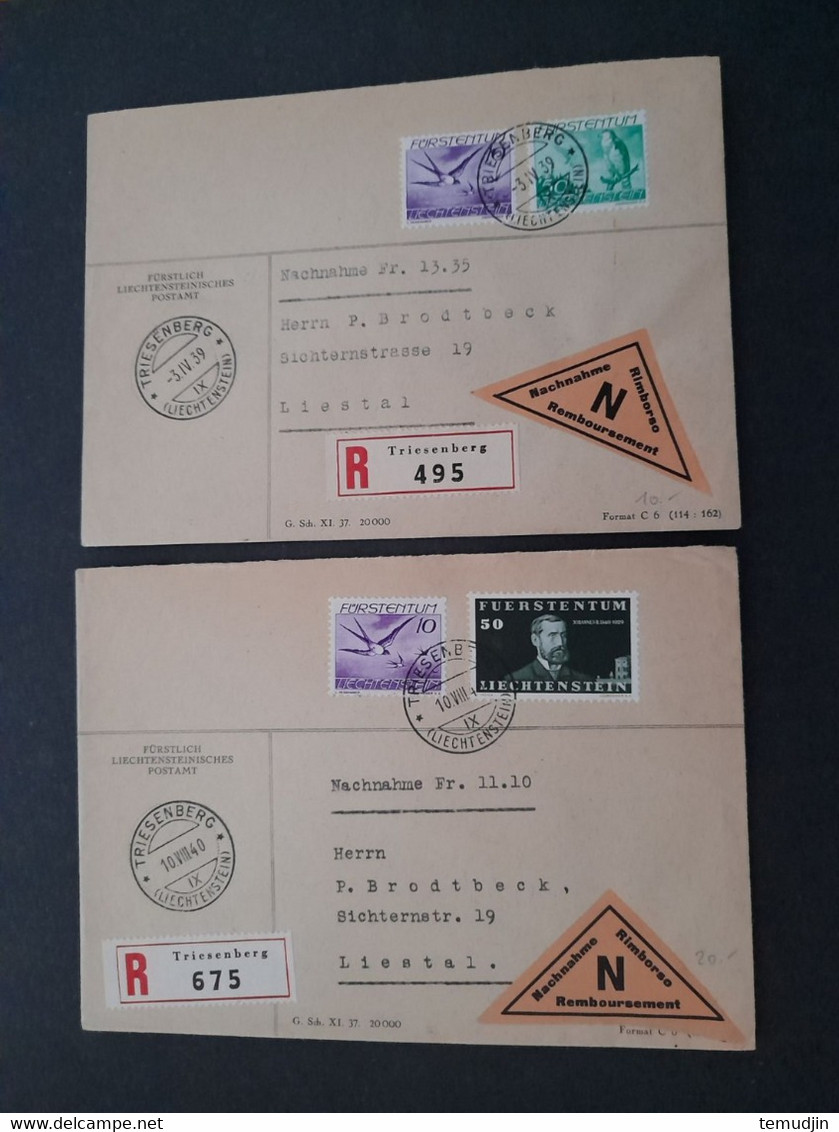 Liechtenstein 1939 à 1994: Lot De 16 Lettres - Verzamelingen