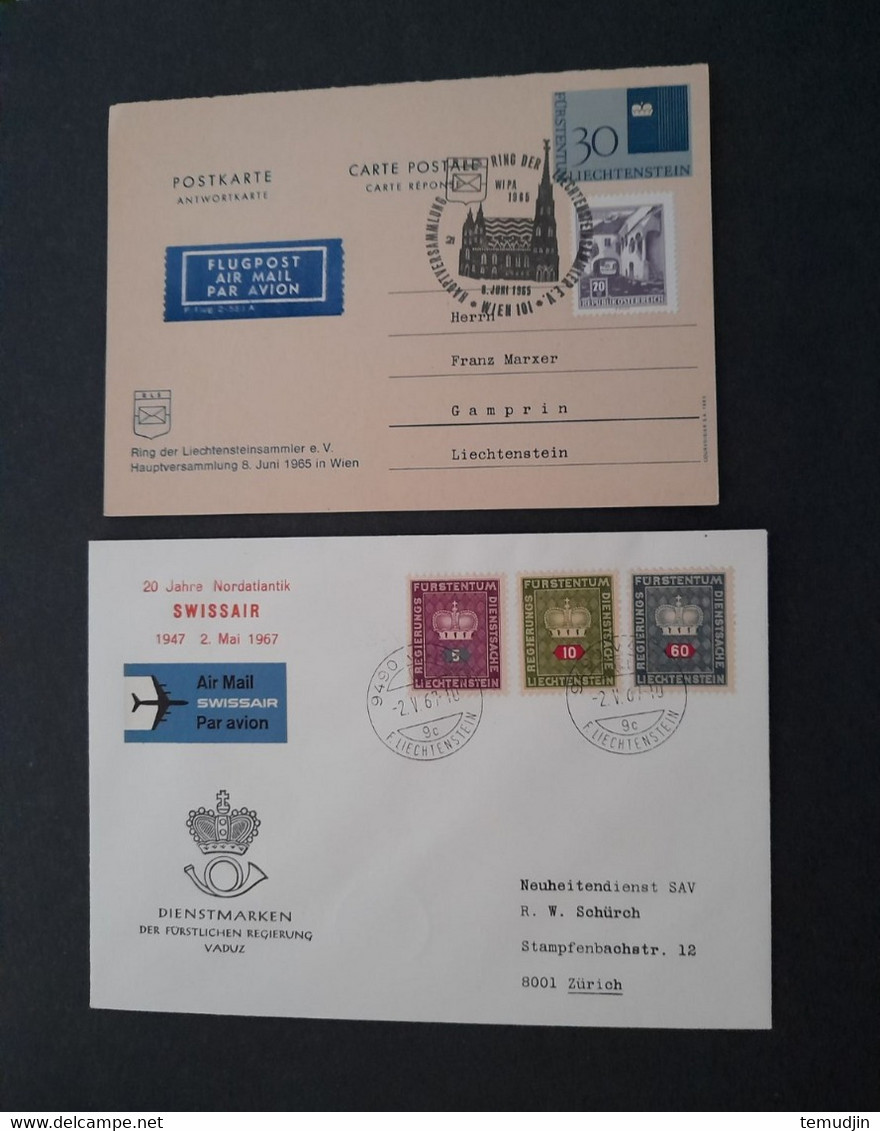 Liechtenstein 1939 à 1994: lot de 16 lettres