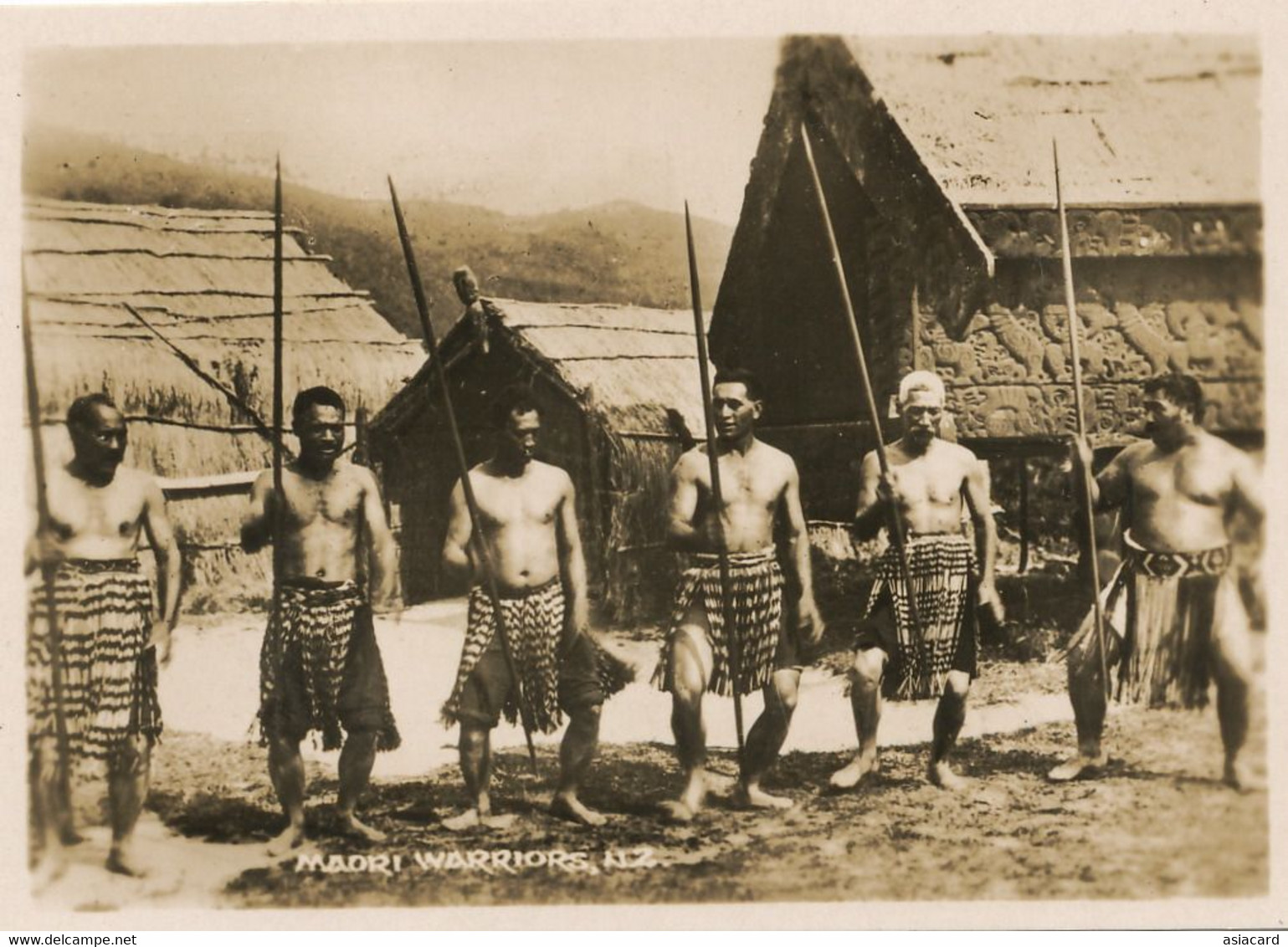 Real Photo Picture  Maori Warriors New Zealand . Nude Strong Men  With Lances . Combattants - Ozeanien