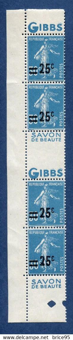 ⭐ France - Variété - YT N° 217 - Couleurs - Pétouilles - Pub Gibbs - Neuf Sans Charnière - 1926 ⭐ - Unused Stamps