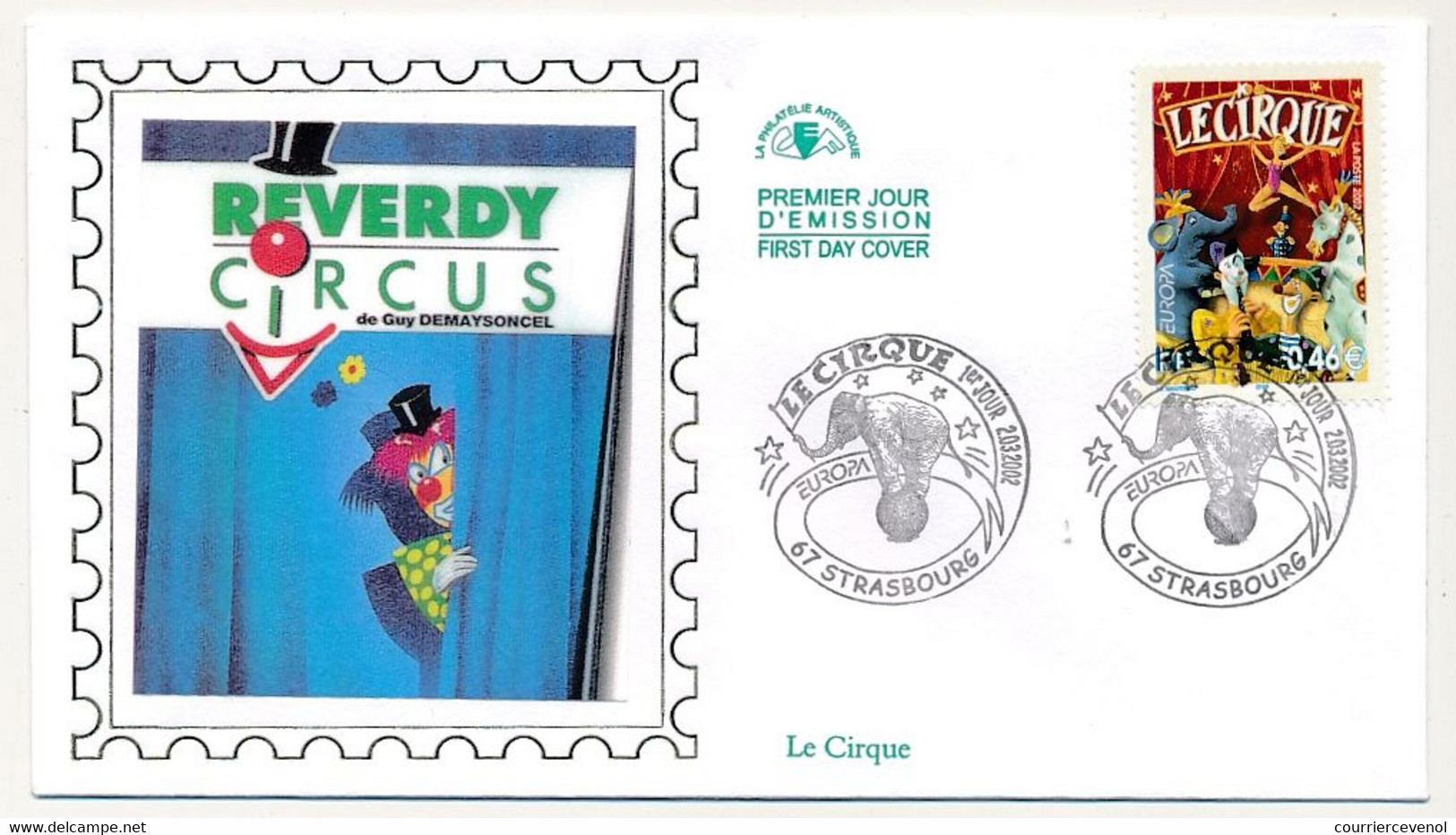 FRANCE - 1 Env FDC Soie - Le Cirque - 2/03/2002 Strasbourg - 2000-2009