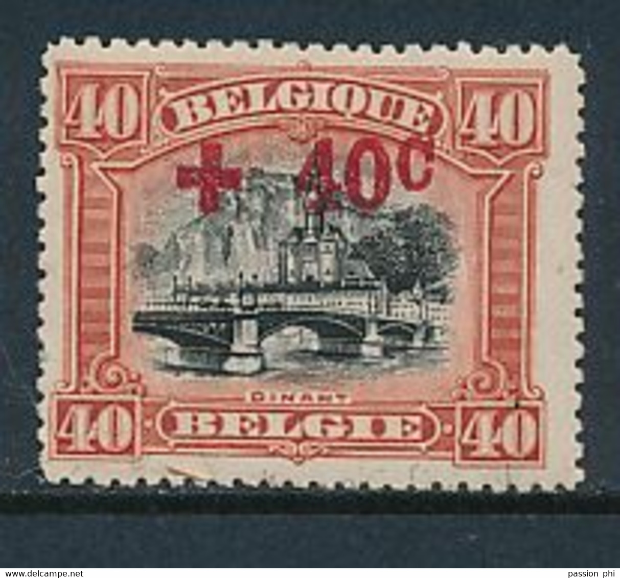 BELGIUM 1918 ISSUE RED CROSS COB 158 LH MET PLAKKER CHARNIERE - 1918 Cruz Roja