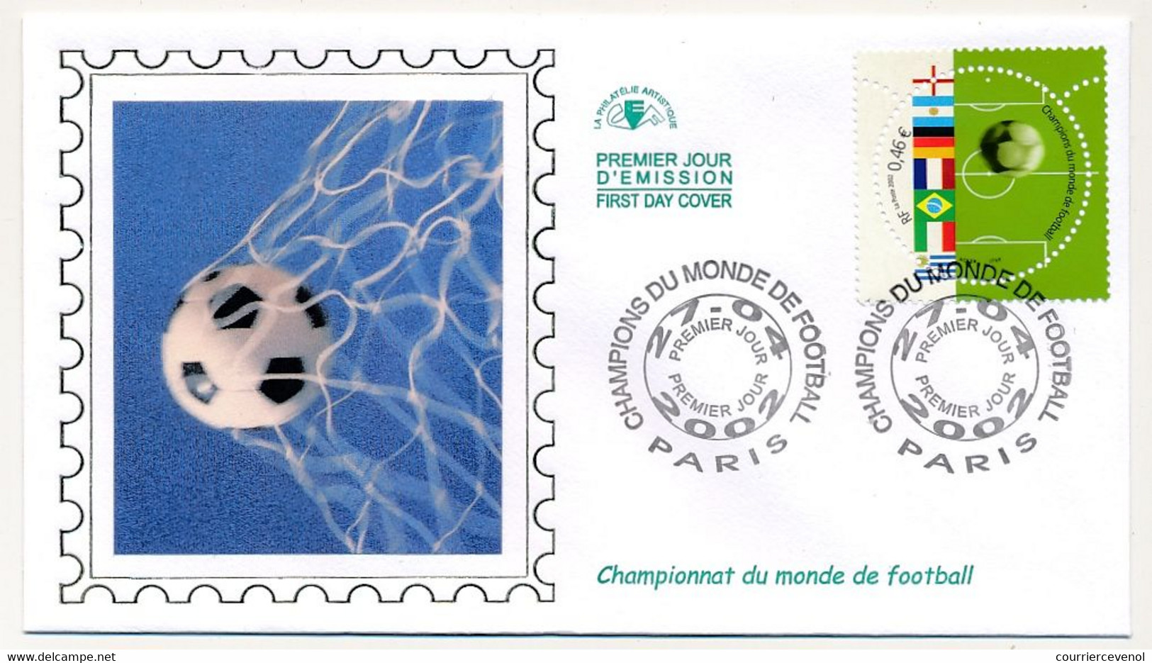 FRANCE - 2 Env FDC Soie - Champions Du Monde De Football - 27/04/2002 PARIS - 2000-2009