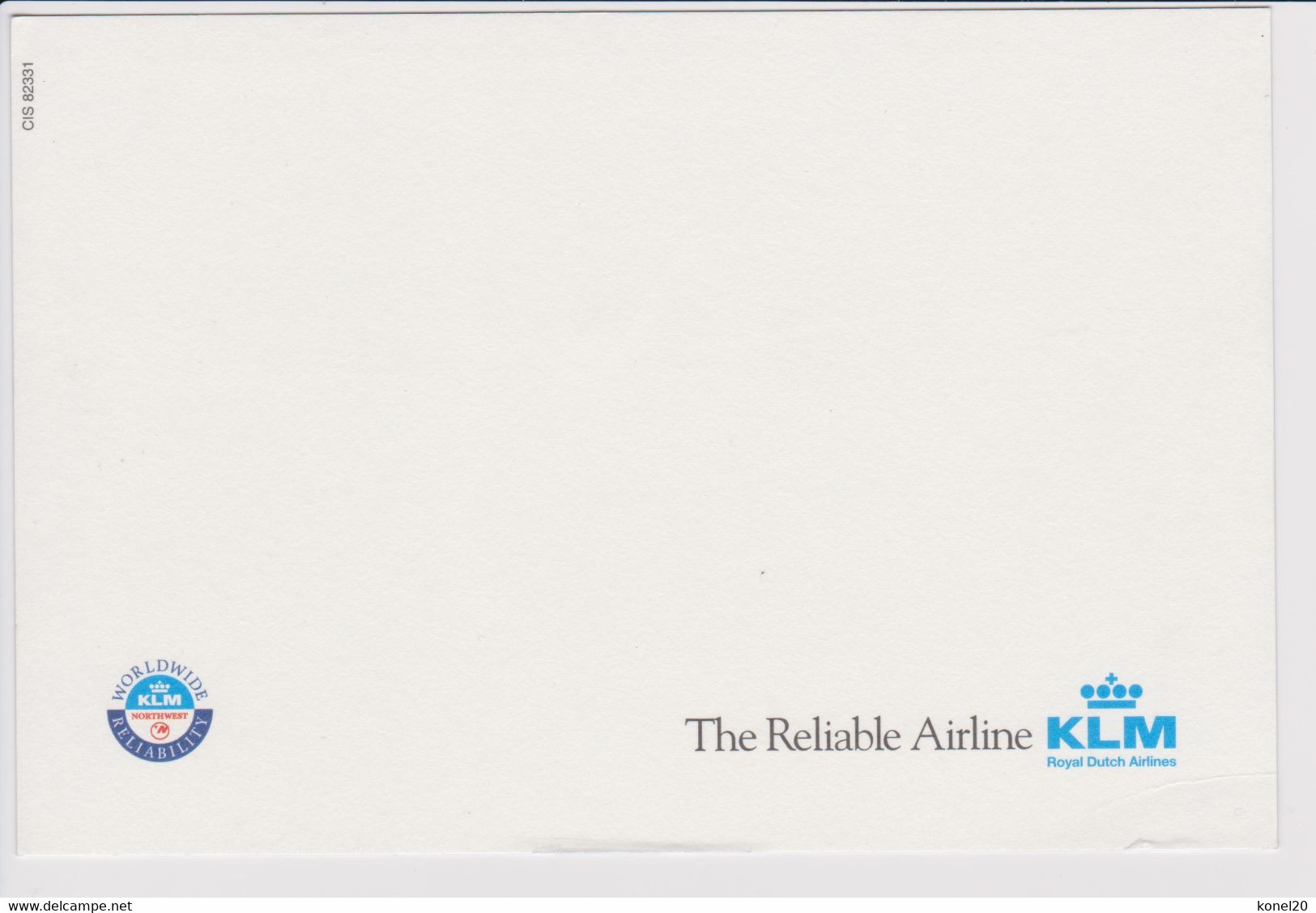 Photocard KLM K.L.M Royal Dutch Airlines SWAN Version 2 - 1919-1938: Entre Guerres